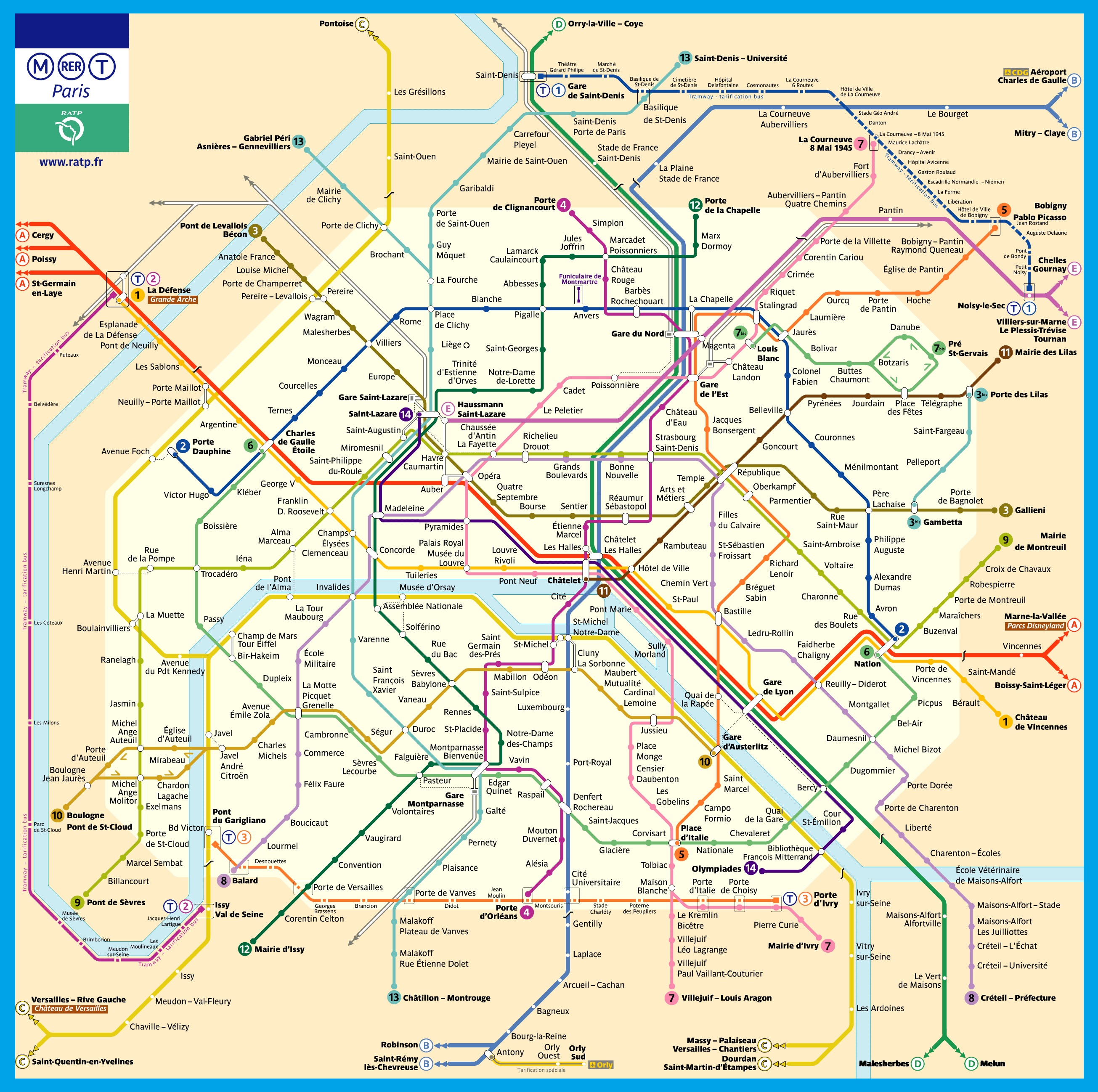 plan métro paris 2016
